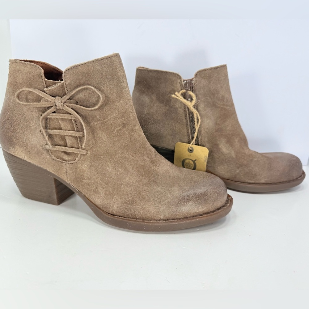 NWT - Born Deep Taupe Distressed Suede Ankle Boots